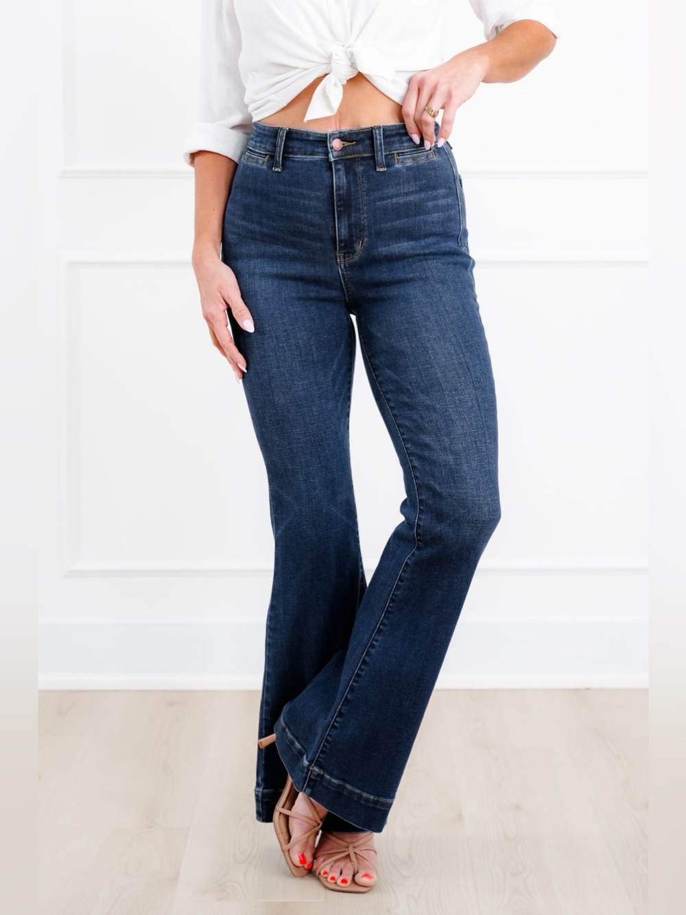 NEW Judy Blue Dark Wash DENIM High Rise Flare Jeans Long Length
